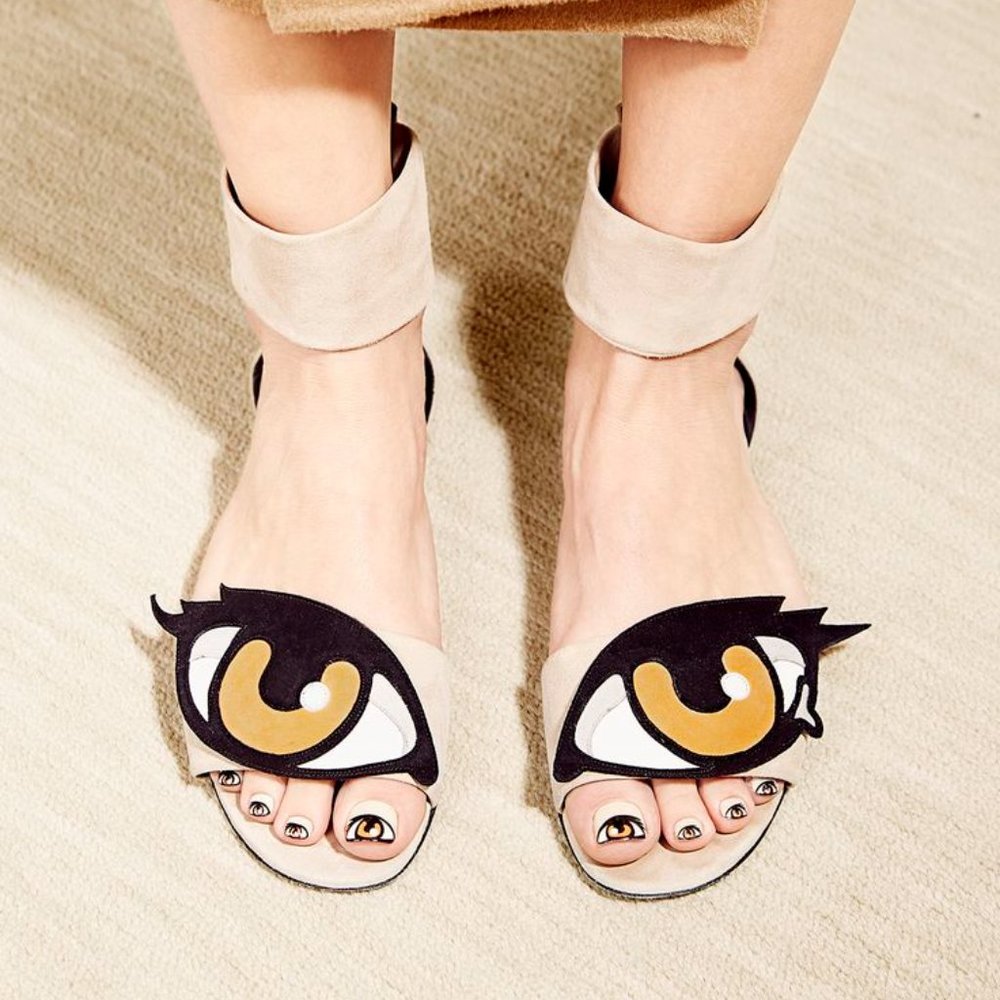 PIERRE HARDY 'Oh Roy' Eye Applique Suede Sandal